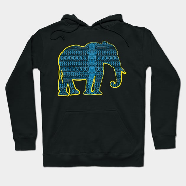 Blue Asian Elephant with Tribal pattern Hoodie by pelagio